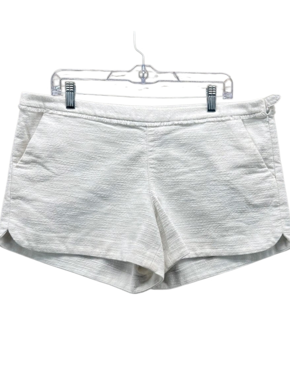Lilly Pulitzer Adie White Textured Cotton Blend Shorts - 14